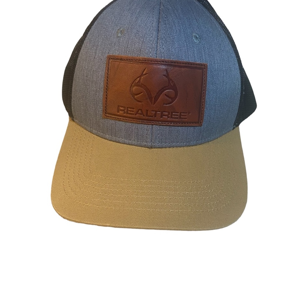 Realtree Debossed Leather Antler  Patch Hat